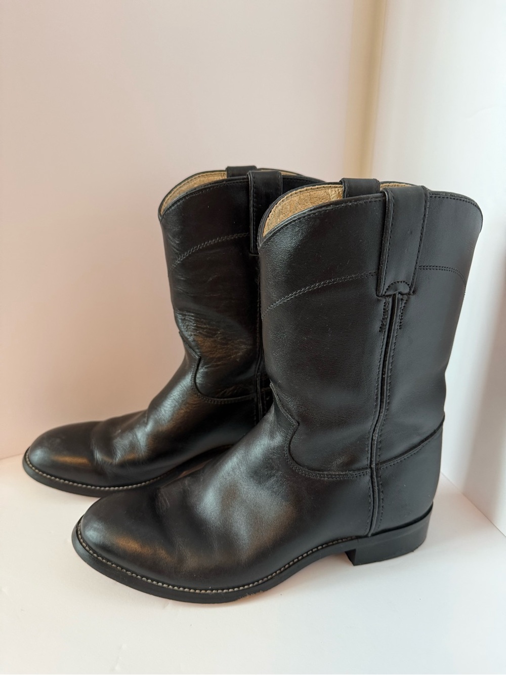 Justin Black Leather Roper Boots 3702 Men’s 5D Women’s 6.5 Wide Western wear